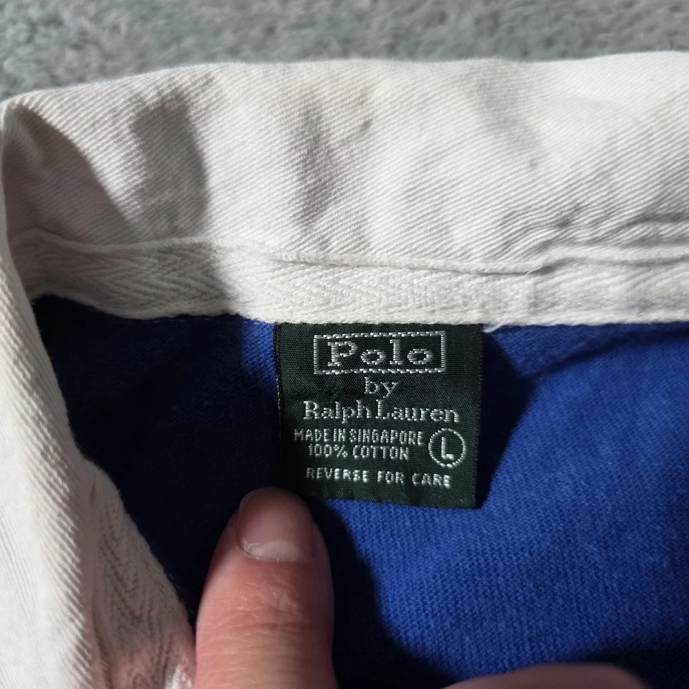 Polo Ralph Lauren Mens Large Rugby Shirt Multicolor Striped Long Slv Green Tag